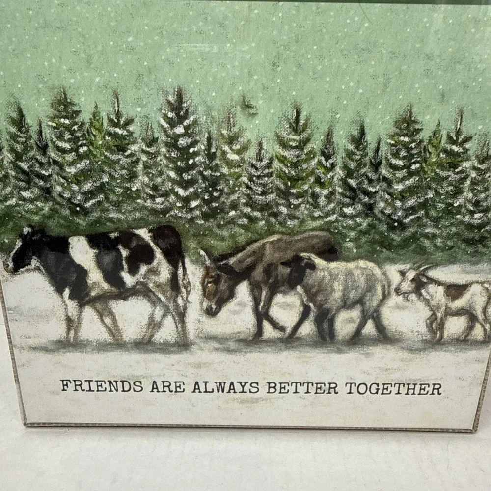 Friends Are Always Better Together 500 Pc Puzzle by Kathy Animals Snow Cow Trees